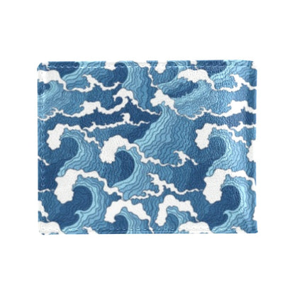 Wave Themed Pattern Print Men's ID Card Wallet