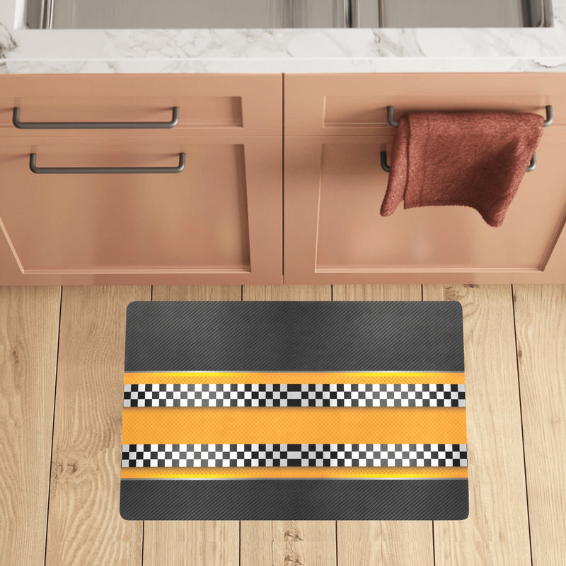 Checkered Pattern Print Design 01 Kitchen Mat
