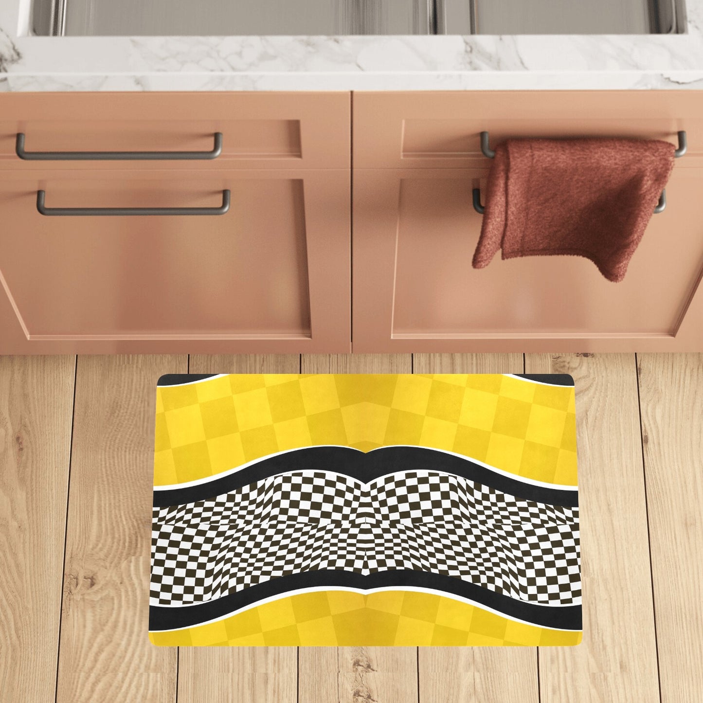 Checkered Pattern Print Design 02 Kitchen Mat