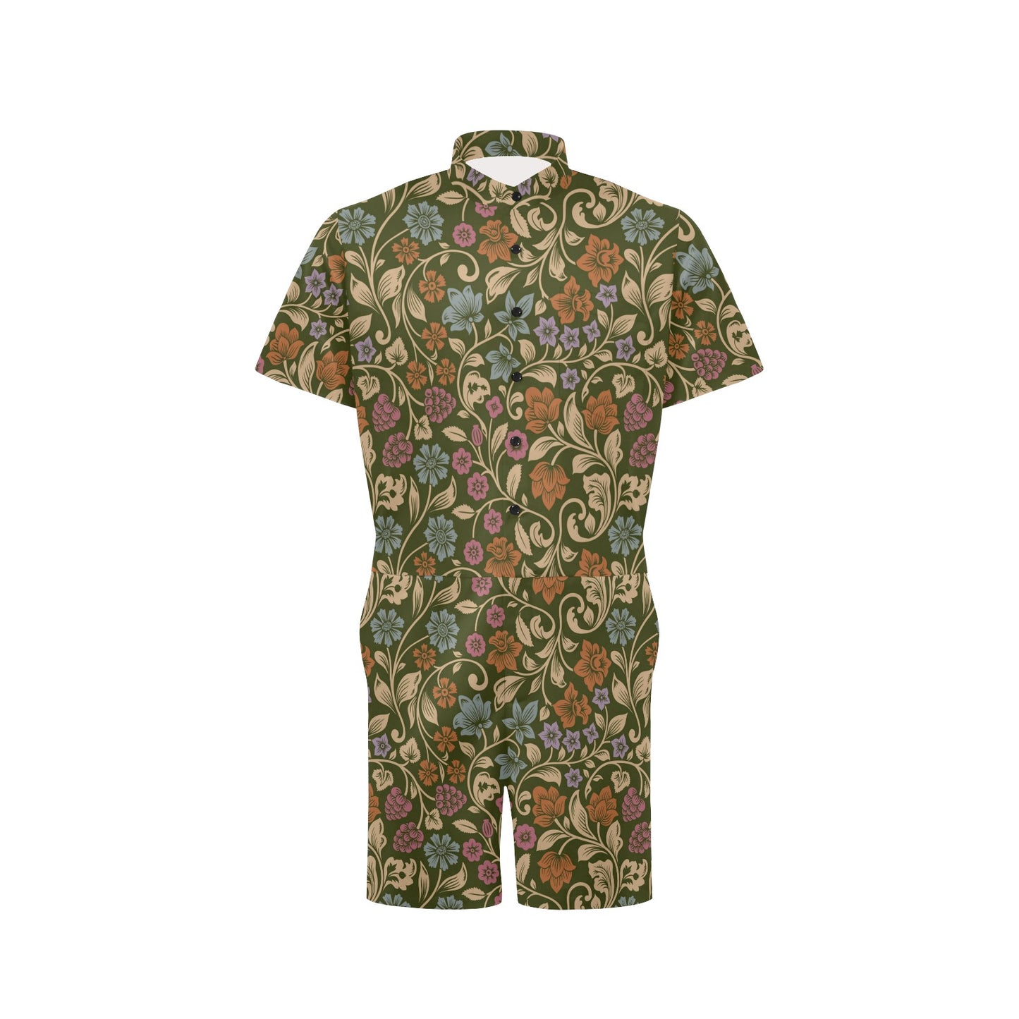 Floral Vintage Print Pattern Men's Romper