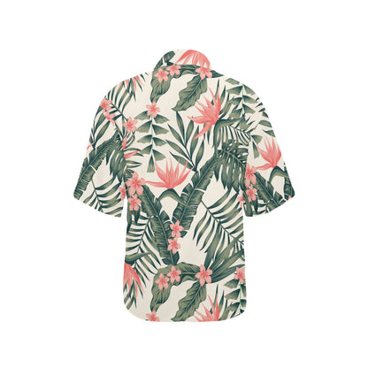 Tropical Flower Palm Leaves Women's Hawaiian Shirt