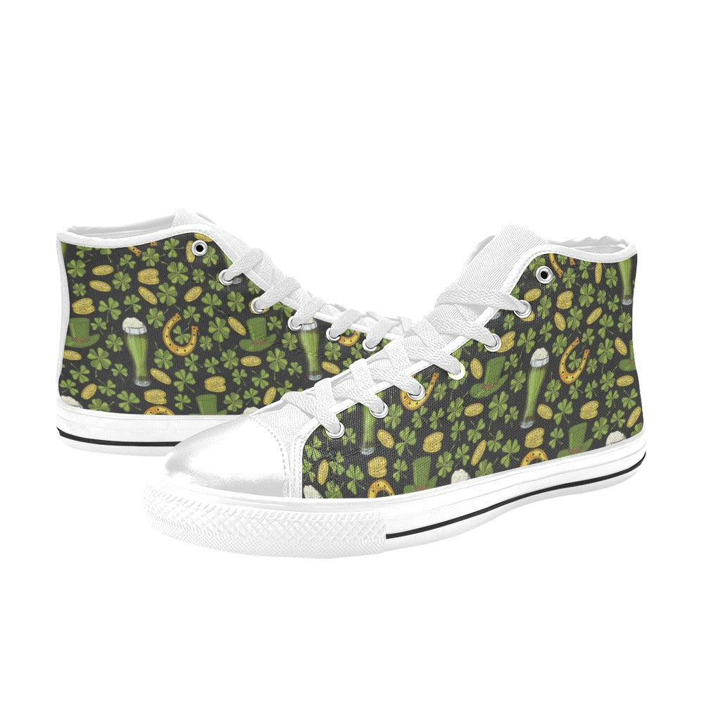 St Patricks Day Print Design LKS307 High Top Women's White Shoes