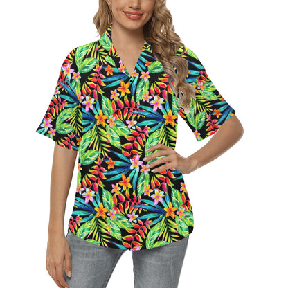 Heliconia Pattern Print Design HL09 Women's Hawaiian Shirt