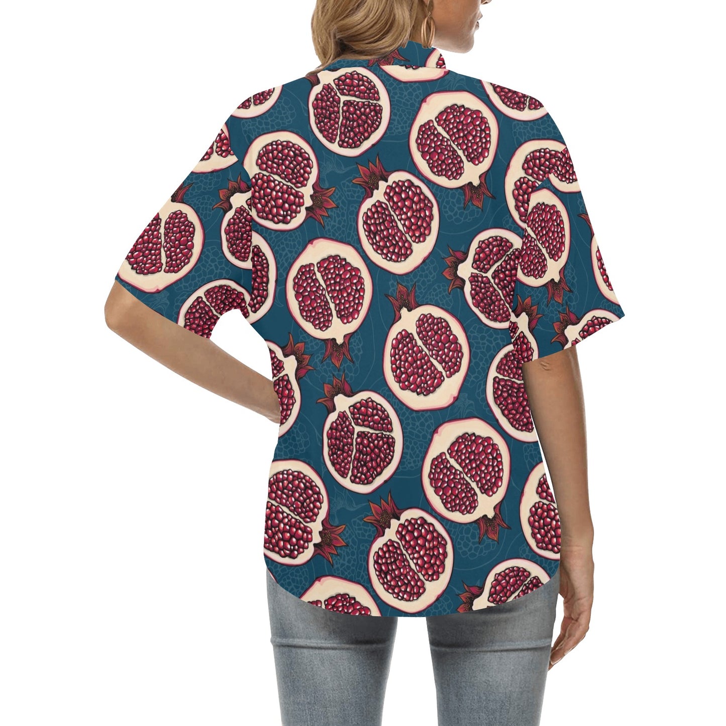 Pomegranate Pattern Print Design PG02 Women's Hawaiian Shirt