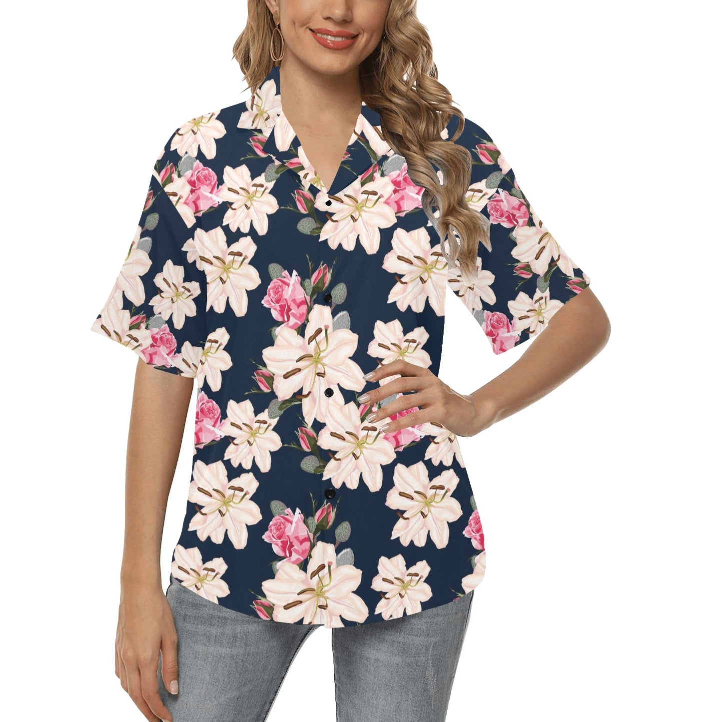 Lily Pattern Print Design LY04 Women's Hawaiian Shirt