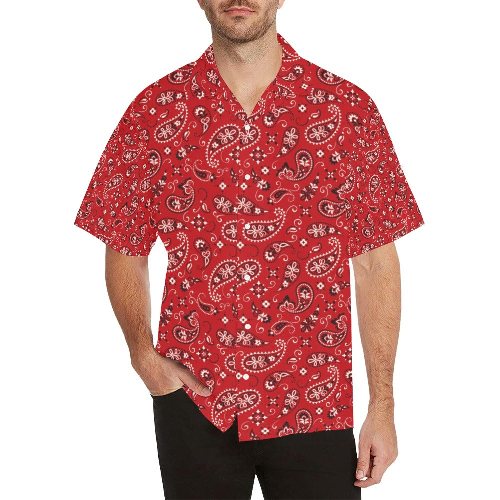 Bandana Paisley Red Print Design LKS3011 Men's Hawaiian Shirt
