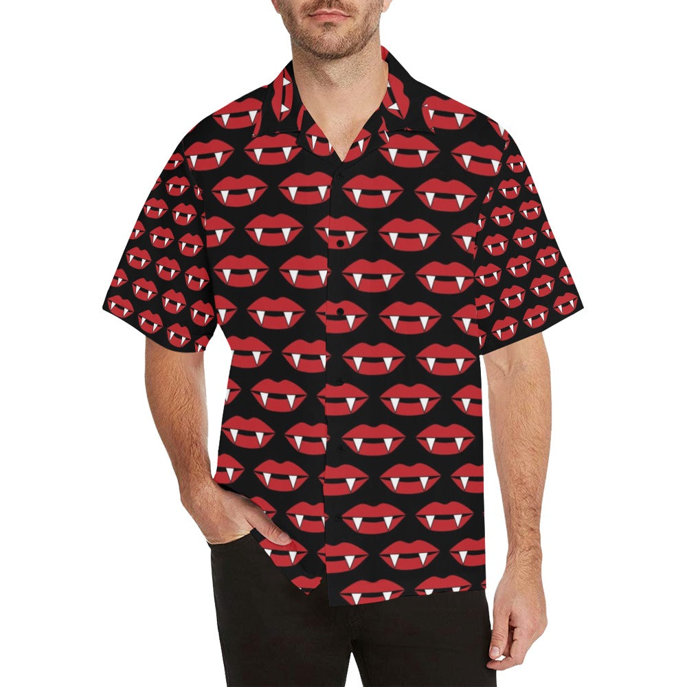 Vampire Lips Print Design LKS302 Men's Hawaiian Shirt