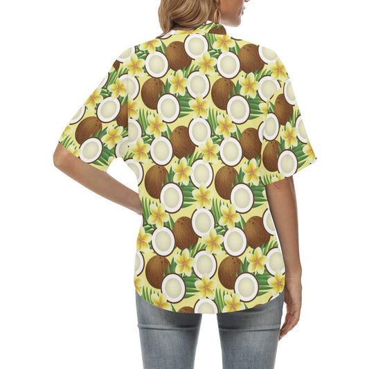 Coconut Pattern Print Design CN02 Women's Hawaiian Shirt