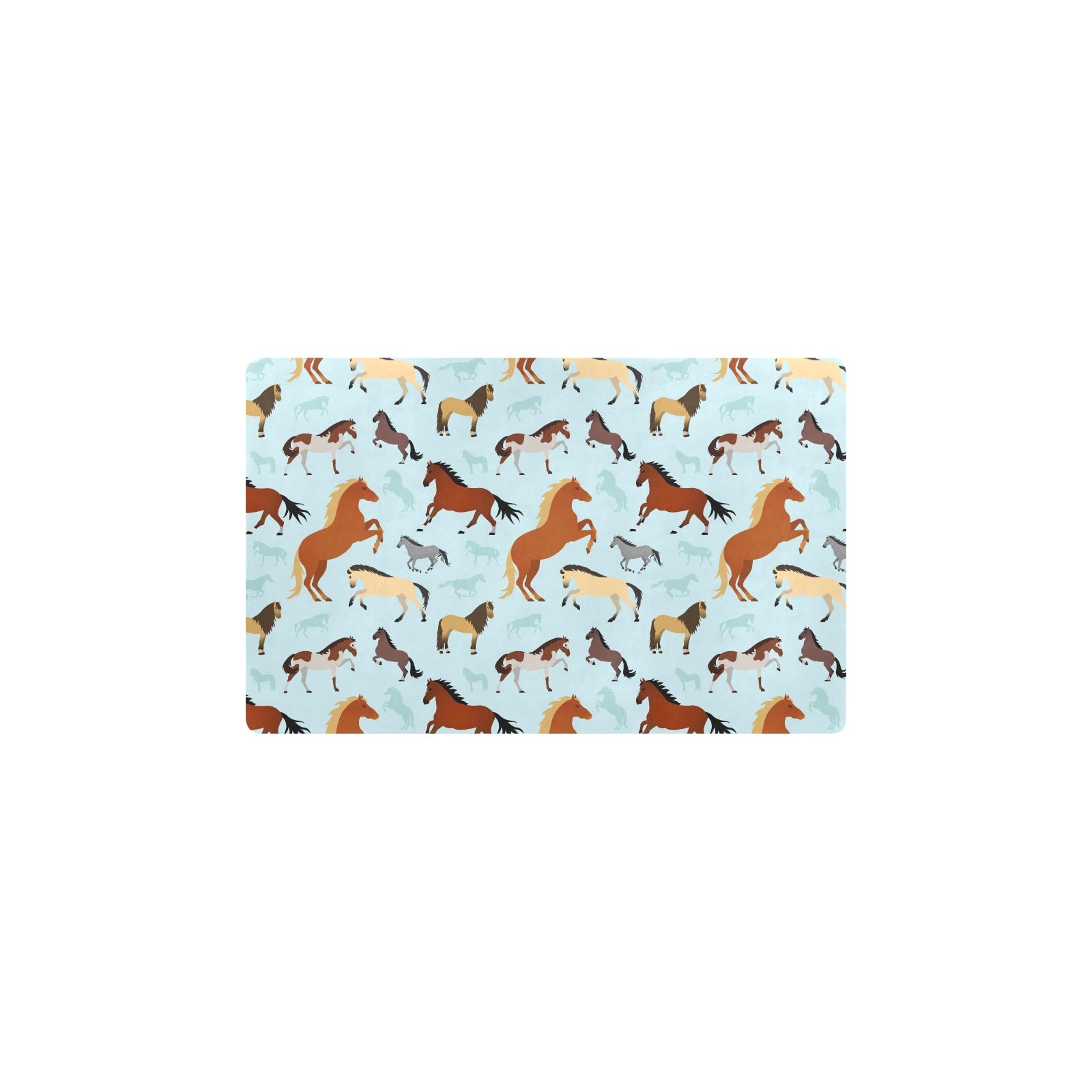 Horse Cute Themed Pattern Print Kitchen Mat