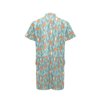 Fox Forest Print Pattern Men's Romper