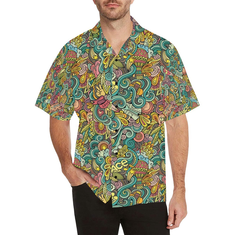 Hippie Print Design LKS302 Men's Hawaiian Shirt
