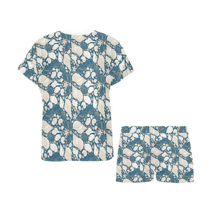 Seashell Print Design LKS308 Women's Short Pajama Set