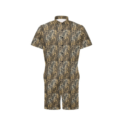 Elegant Gold leaf Print Men's Romper