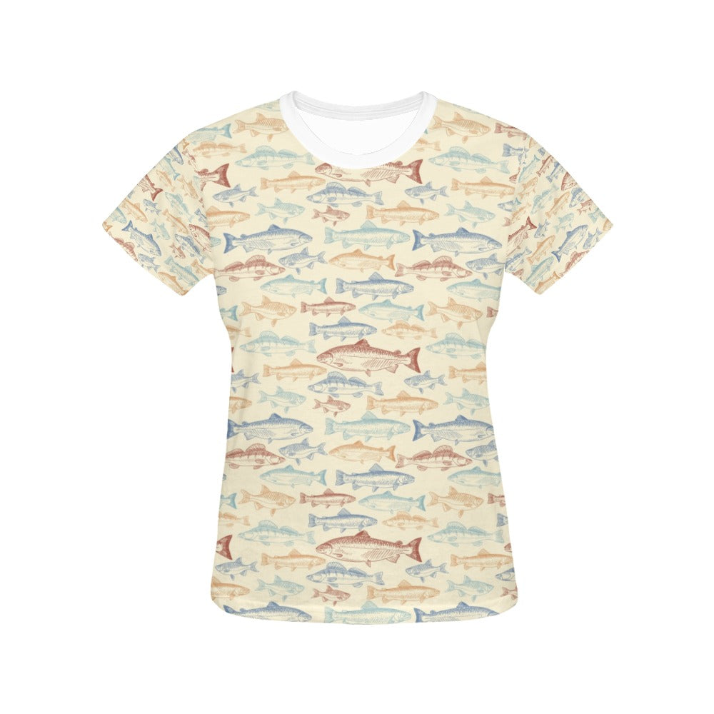 Salmon Fish Print Design LKS302 Women's  T-shirt