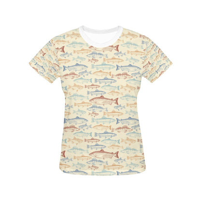 Salmon Fish Print Design LKS302 Women's  T-shirt