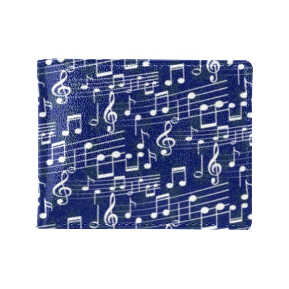 Music Note Blue Themed Print Men's ID Card Wallet