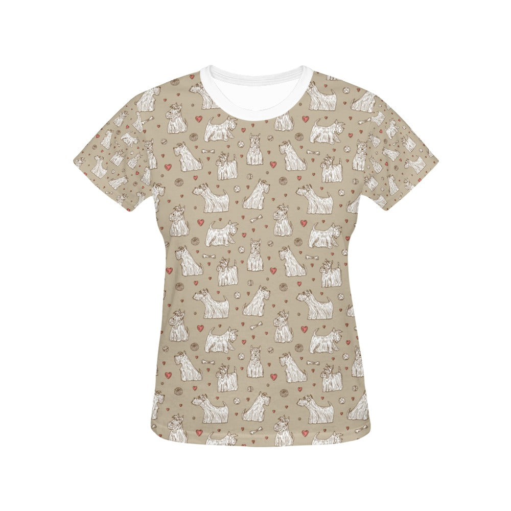 Scottish Terriers Print Design LKS3017 Women's  T-shirt