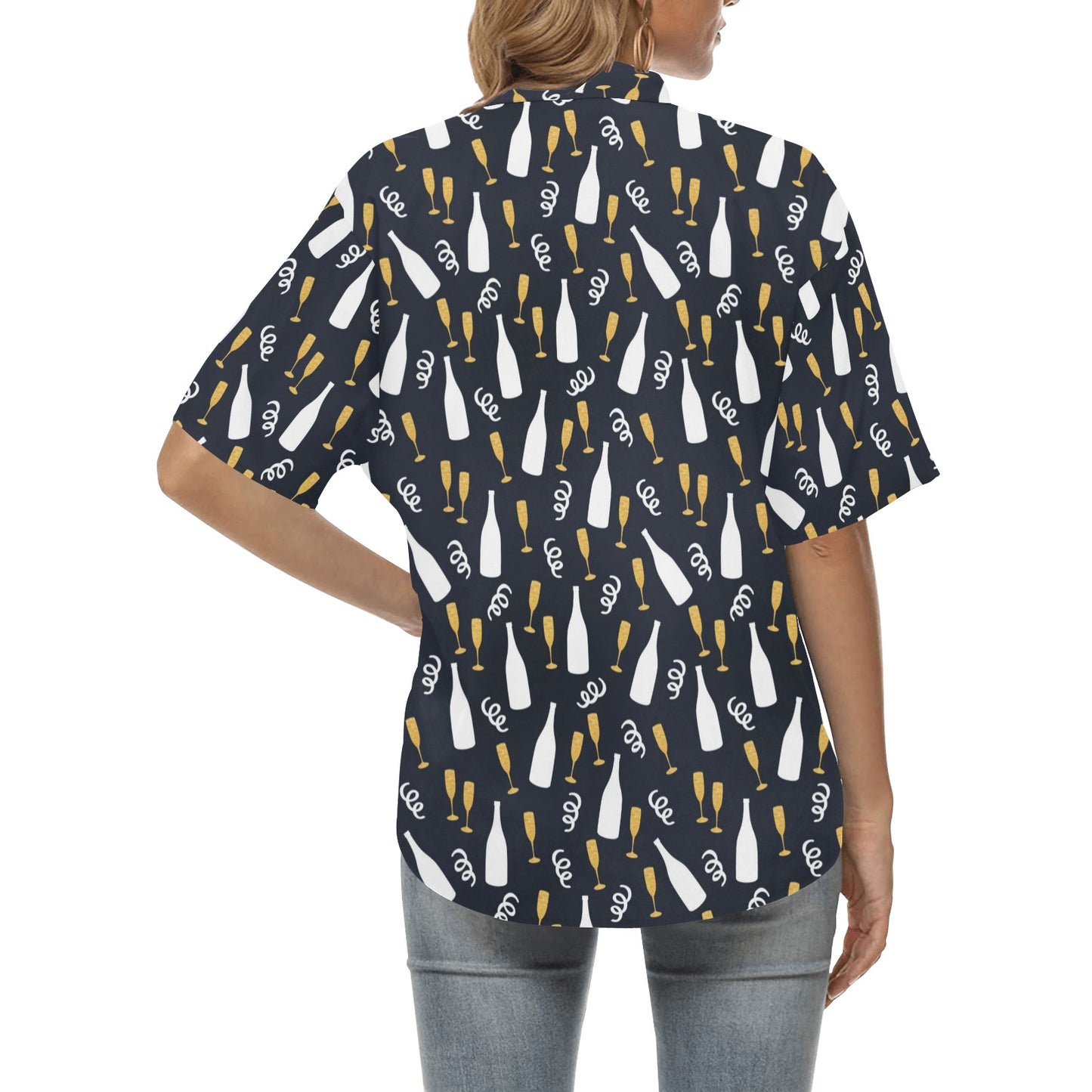 Champagne Pattern Print Design 01 Women's Hawaiian Shirt