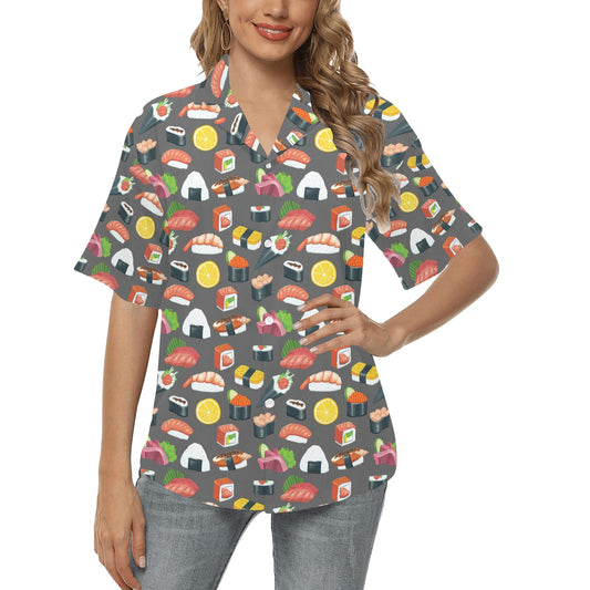 Sushi Pattern Print Women's Hawaiian Shirt
