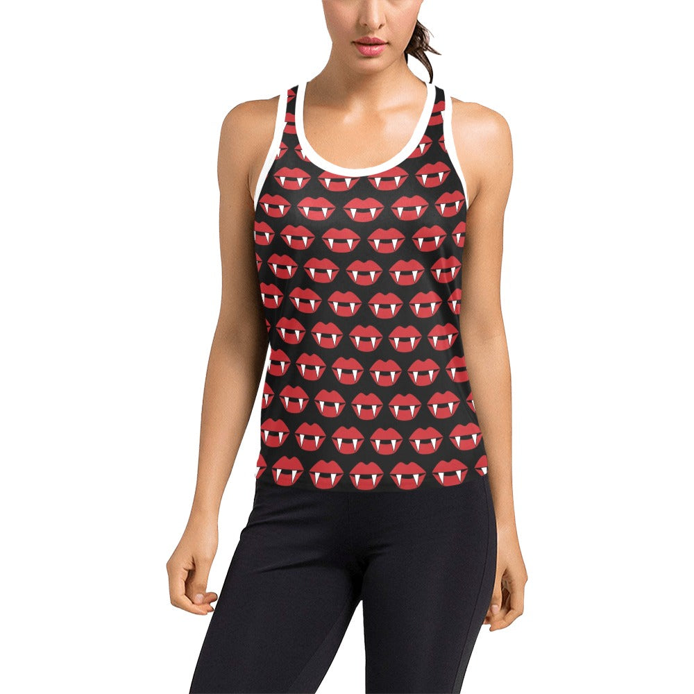 Vampire Lips Print Design LKS302 Women's Racerback Tank Top