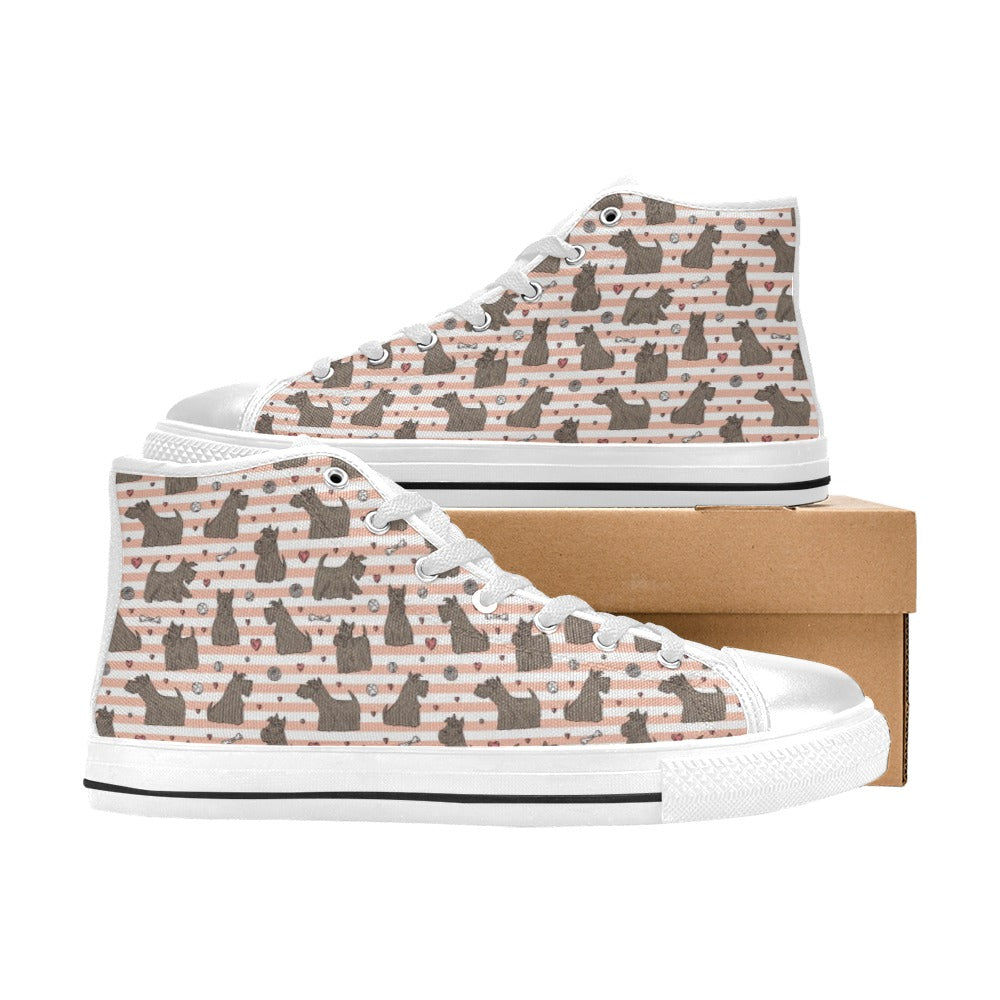 Scottish Terriers Print Design LKS3016 High Top Women's White Shoes