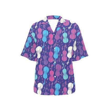 Cello Pattern Print Design 01 Women's Hawaiian Shirt