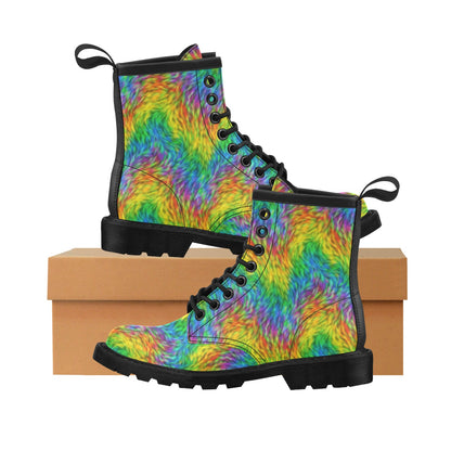 Rainbow Fur Design Print Women's Boots