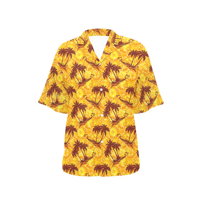 Palm Tree Pattern Print Design PT012 Women's Hawaiian Shirt