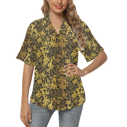 Seaweed Print Design LKS303 Women's Hawaiian Shirt
