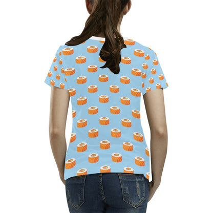 Salmon Sushi Print Design LKS307 Women's  T-shirt