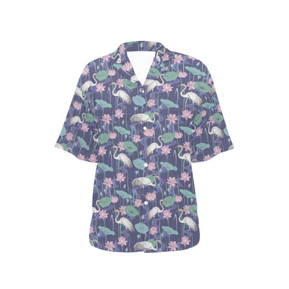 Water Lily Print Design LKS306 Women's Hawaiian Shirt