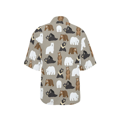Bear Pattern Print Design BE03 Women's Hawaiian Shirt