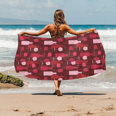 Wine Print Design LKS304 Beach Towel 32" x 71"