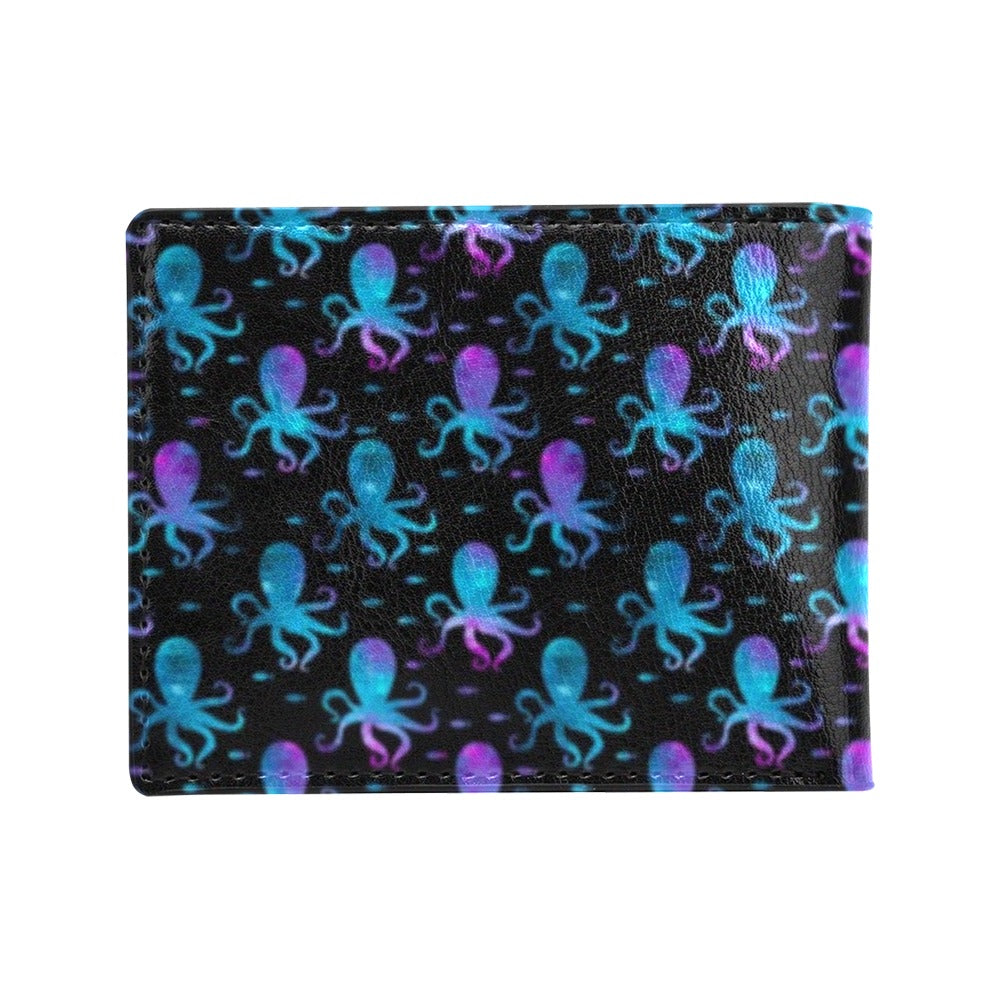 Octopus Blue Design Print Themed Men's ID Card Wallet