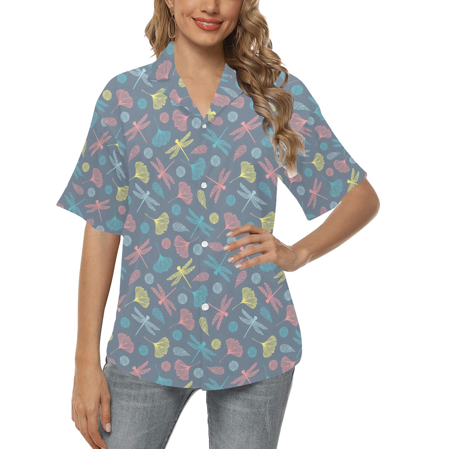 Dragonfly Print Design LKS403 Women's Hawaiian Shirt