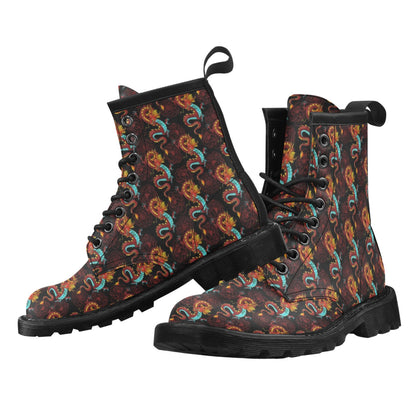 Chinese Dragons and Peonies Design Women's Boots
