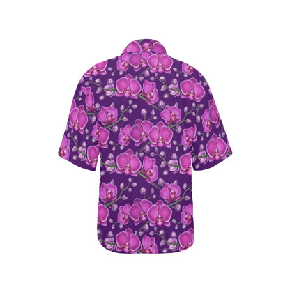 Orchid Purple Pattern Print Design OR02 Women's Hawaiian Shirt