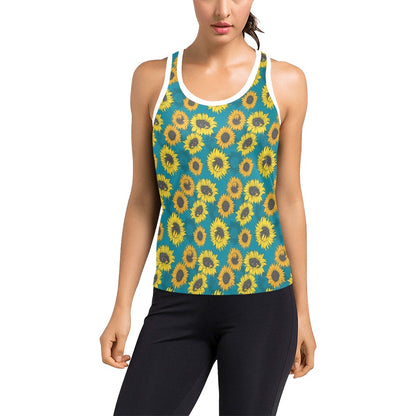 Sunflower Print Design LKS301 Women's Racerback Tank Top