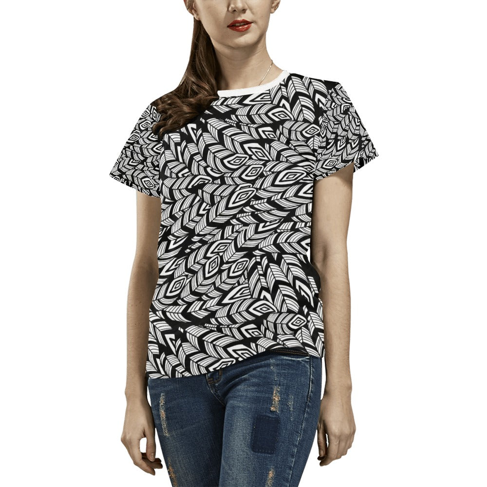 Tribal Pattern Print Design LKS302 Women's  T-shirt