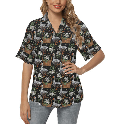 Goose Print Design LKS406 Women's Hawaiian Shirt