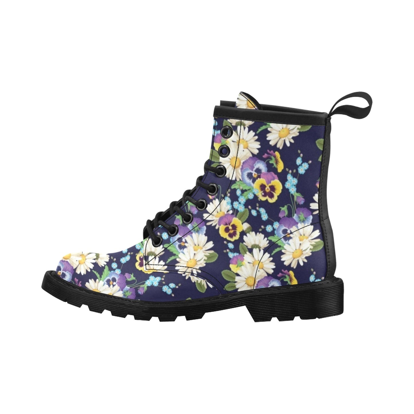 Pansy Pattern Print Design PS03 Women's Boots