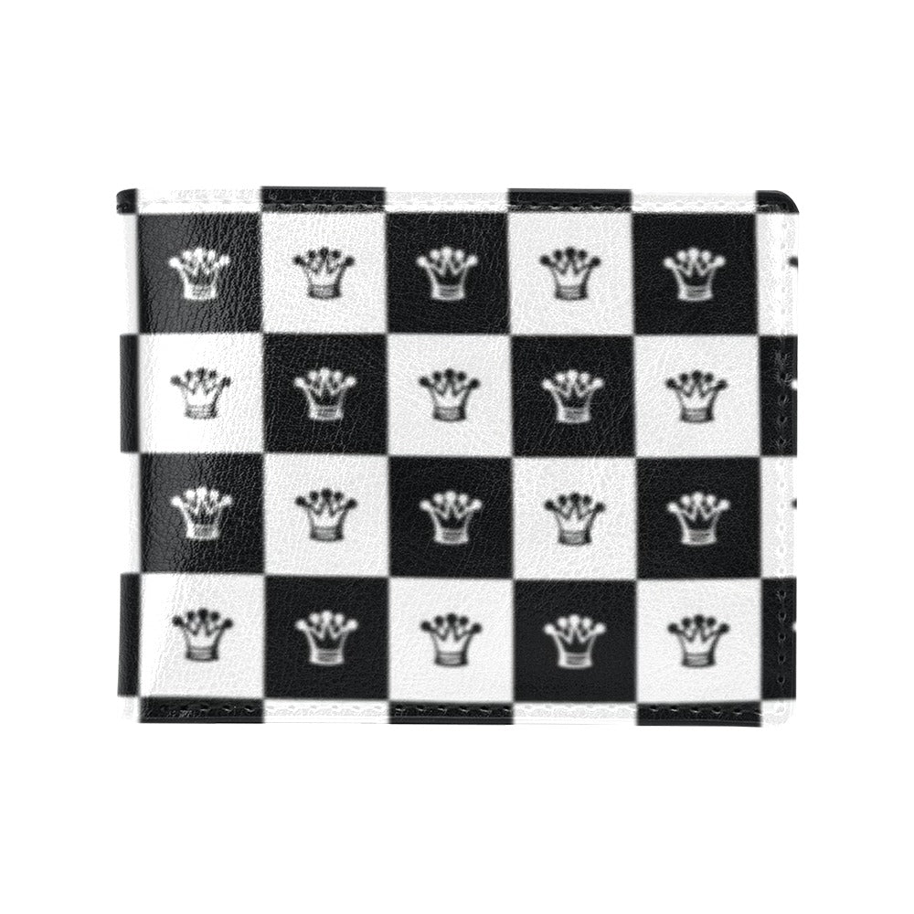 Checkered Flag Crown Pattern Men's ID Card Wallet