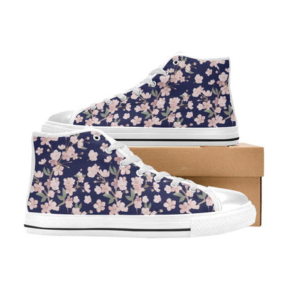 Sakura Print Design LKS301 High Top Women's White Shoes