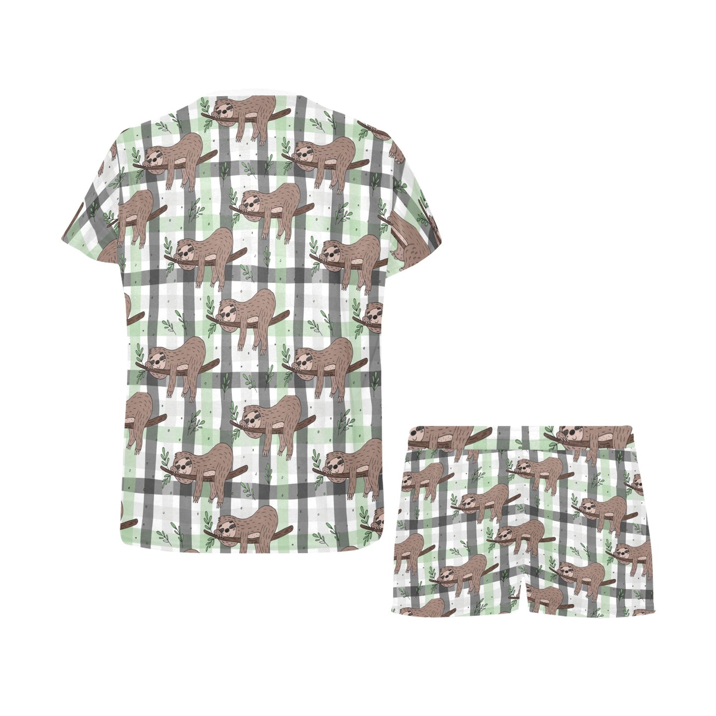 Sloth Print Design LKS301 Women's Short Pajama Set