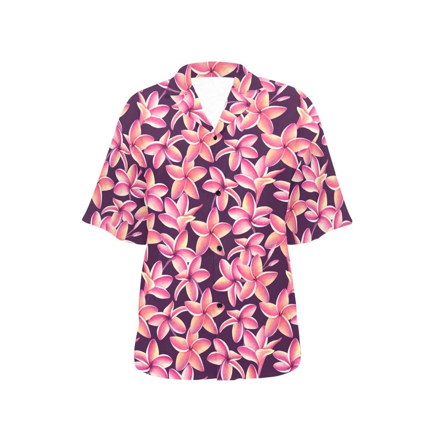 Purple Plumeria Pattern Print Design PM010 Women's Hawaiian Shirt