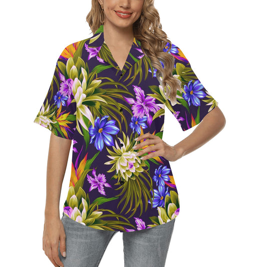 Water Lily Pattern Print Design WL08 Women's Hawaiian Shirt