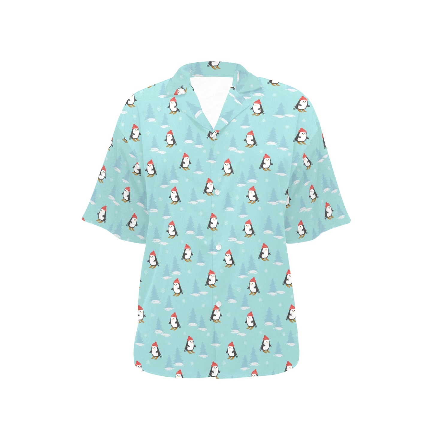 Ski Penguin Print Design LKS304 Women's Hawaiian Shirt