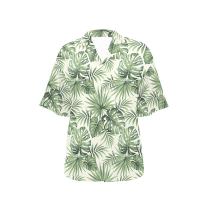Palm Leaf Pattern Print Design A02 Women's Hawaiian Shirt