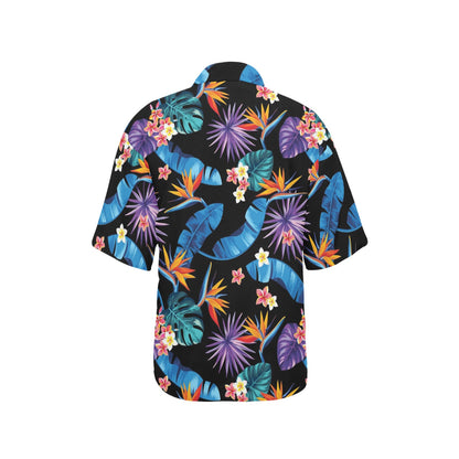 Tropical Flower Pattern Print Design TF018 Women's Hawaiian Shirt