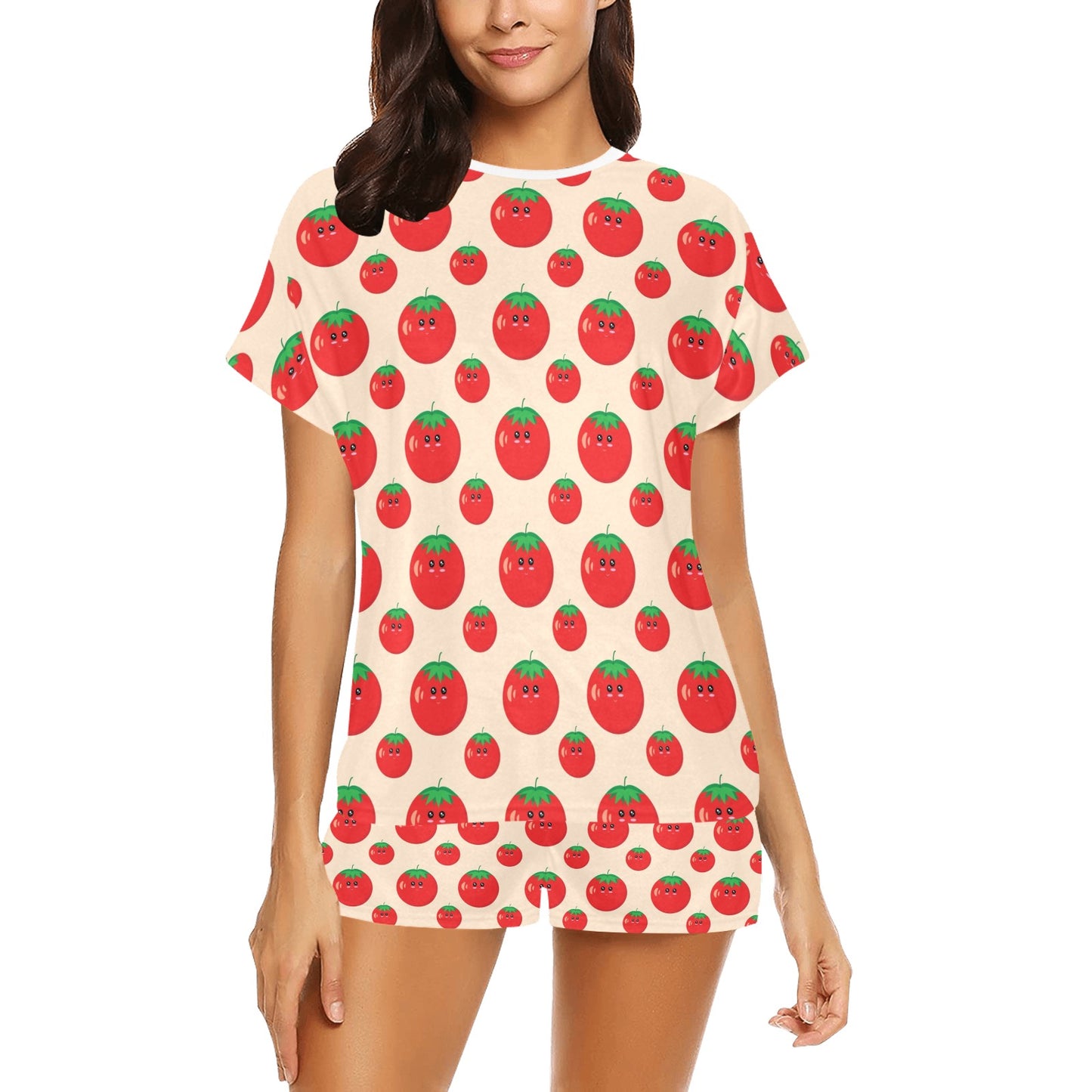 Tomato Print Design LKS308 Women's Short Pajama Set